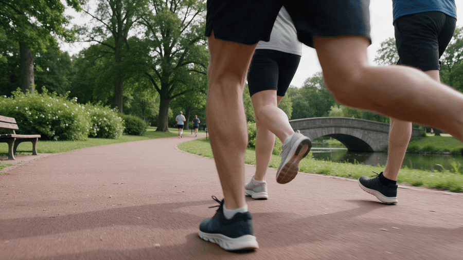 Een groep mensen die samen joggen